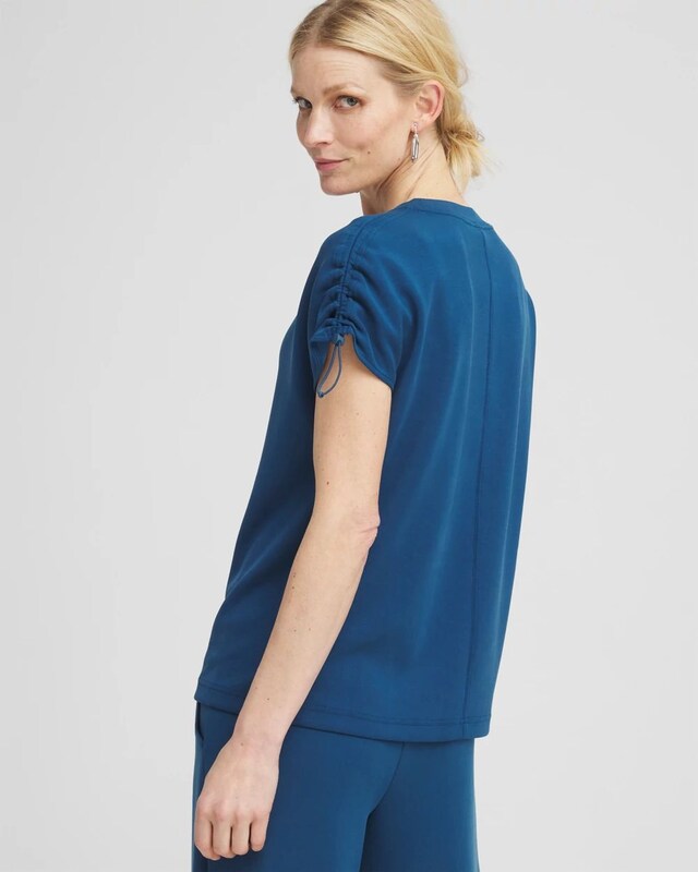 Zenergy Sueded Scuba Cap Sleeve Tee - image 3